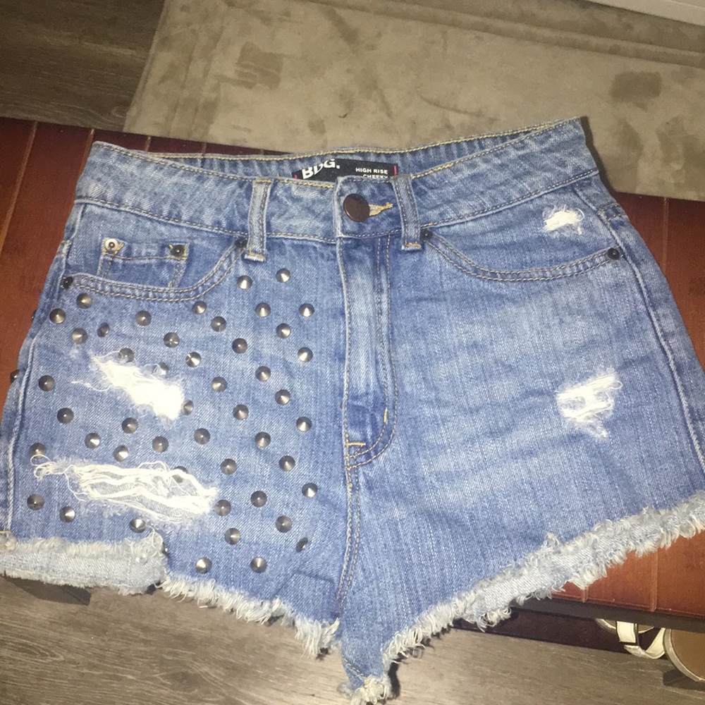 BDG HIGH RISE CHEEKY SHORTS WITH STUDS - Picture 1 of 5